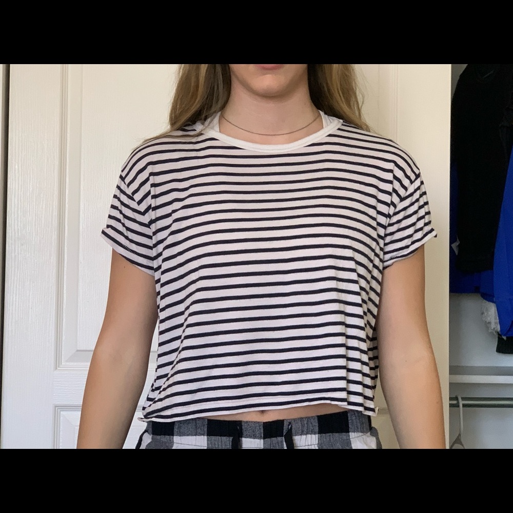 striped crop tee shirt